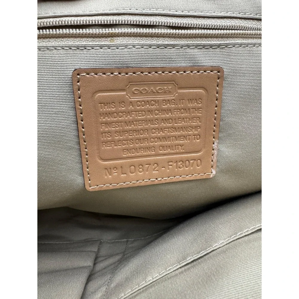Coach Womens F13070 Signature Jacquard Logo Leather Handbag Multicolor‎